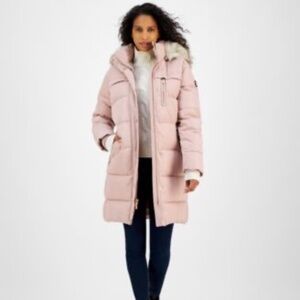 MICHAEL Michael Kors Women’s Faux-Fur Hooded Puffer Coat – Blush, Size L